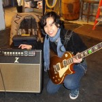 Luisa Marshall's guitarist and daughter Kim Mendez setting up before the sold out show at the Coast Capital Playhouse 2012.