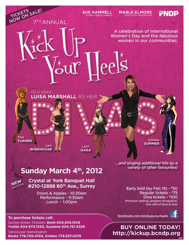 The 7th Annual Kick Up Your Heels for International Women's Day 2012 poster.