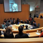 Luisa listening during the Human Trafficking: Philippine, Canadian and Global Context Event at UBC. 2