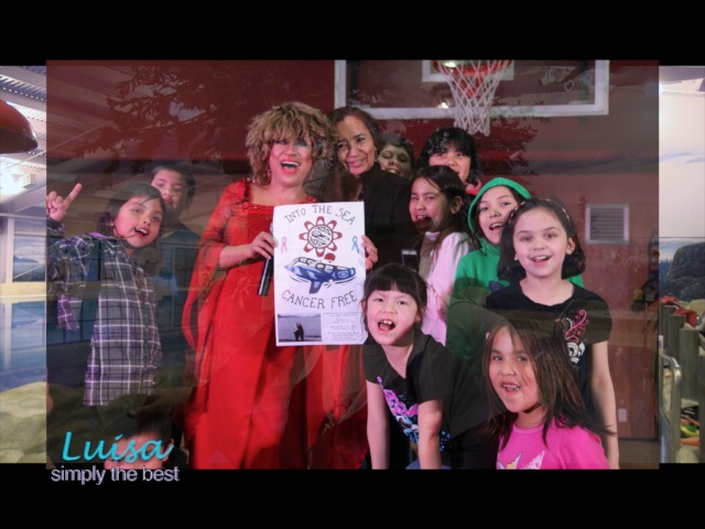 Luisa Marshall as Tina Turner at the Brighter Futures Youth 2012 - Lax Kw'alaams Band posing with the children.