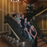 Luisa Marshall at Deerfield Beach Theatre posing on the stairs with her crew. Day 1 of her US Tour January 2013 in Florida.