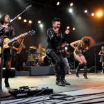 Tina Turner Tribute Artist, Luisa Marshall at the Chevrolet Performance Stage at the PNE with her band and dancers.