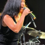 Naomi Chan on stage with Tina Turner Tribute Impersonator, Luisa Marshall at the Chevrolet Performance Stage at the PNE.