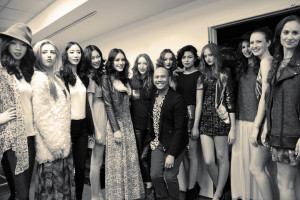 Gian Carlo with posing with models backstage at Vancouver Fashion Week.