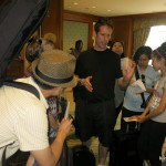 Luisa Marshall's Tina Turner crew going over a few things upon arrival at the Fairmont Southampton.