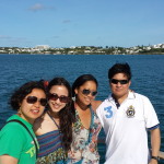 Luisa's Tina Turner Tribute crew members Kim Mendez, Zenia Marshall, Naomi Chan & Jojo Palermo taking the ferry in Bermuda.