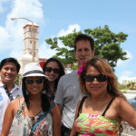 Luisa Marshall with her crew in Downtown Hamilton, Bermuda.