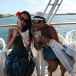 Zenia & Naomi have ice cream on the boat.
