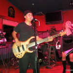 Luisa Marshall Band in Mile Zero Pub, Masset, Haida Gwaii 2013. Super talentad bass player Marlowe with Luisa.