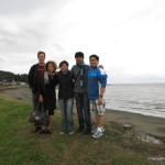 Luisa Marshall Band in Skidegate, for the Dance and Celebration of Life and Birthday of Sheila Williams, Haida Gwaii 2013. Band photo in Skidegate.