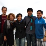 Luisa Marshall Band in Skidegate, for the Dance and Celebration of Life and Birthday of Sheila Williams, Haida Gwaii 2013. Band photo in Skidegate.